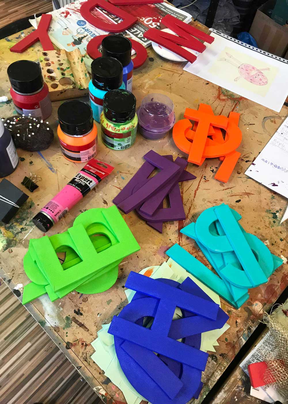 kids alphabet custom mascot costume maker Tentacle Studio