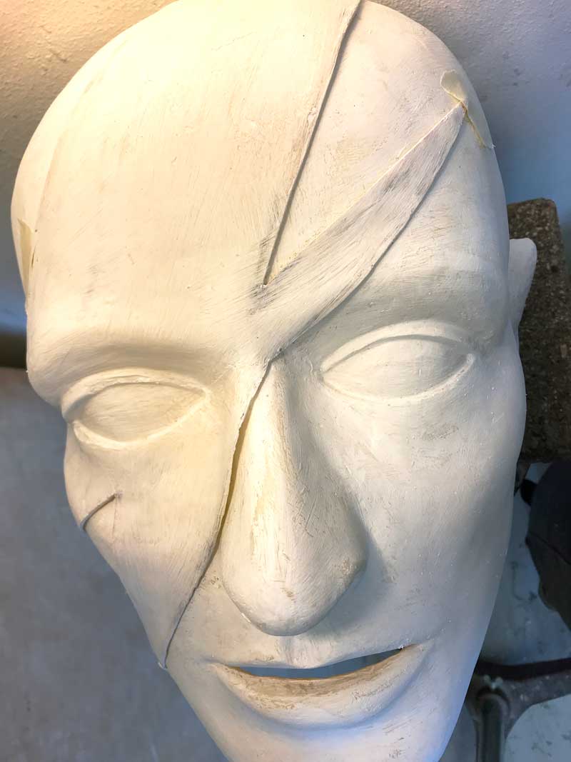 David Bowie Ziggy Stardust paper mache big head mask Tentacle Studio