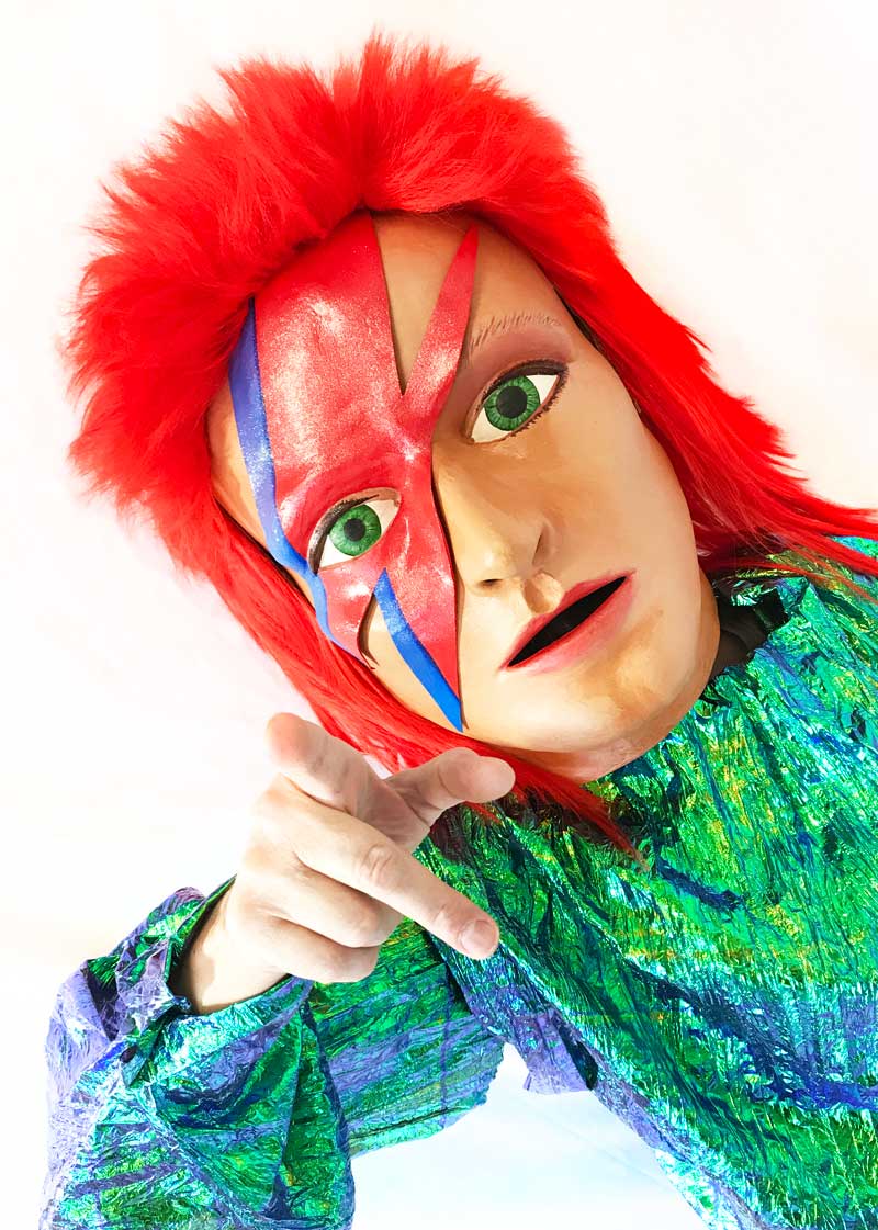 Ziggy Stardust Bowie head mask made by Tentacle Studio
