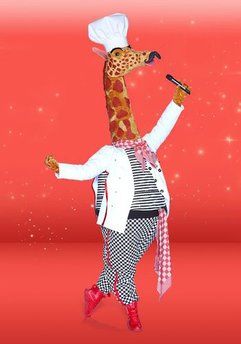 Giraf Masked Singer mask Giraffe costume maker Tentacle Studio