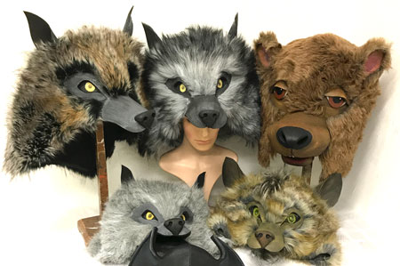 custom animal mask wolf hyena bear Jungle book headdress hat costumes adult child