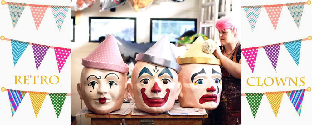clown big vintage head masks Tentacle Studio